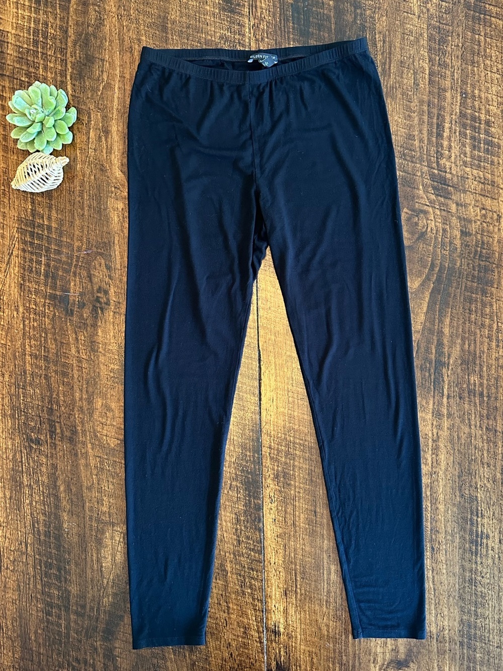 Eileen Fisher | Black Classic Knit Leggings, Size M